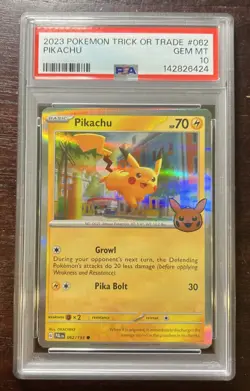 2023 POKEMON TRICK OR TRADE #062 PIKACHU PSA 10 GEM MINT - Image 1