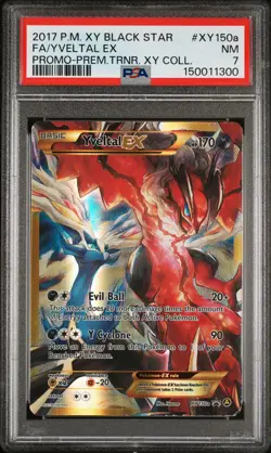 2017 POKEMON XY BLACK STAR PROMO #XY150A FULL ART/YVELTAL EX PSA 7 - Image 1