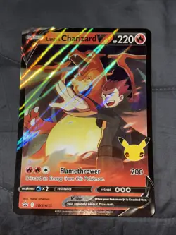 Pokemon Lance's Charizard V Celebrations SWSH133 Black Star Promo NM Jumbo - Image 1