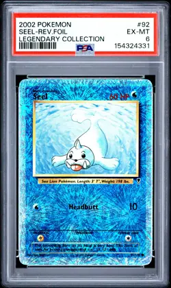 2002 POKEMON LEGENDARY COLLECTION #92 SEEL-REVERSE FOIL PSA 6 - Image 1