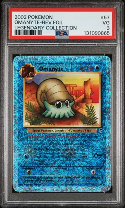 2002 POKEMON LEGENDARY COLLECTION #57 OMANYTE-REVERSE FOIL PSA 3 - Image 1