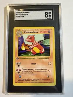 1999 Pokemon Base Set Shadowless 1st Edition Charmeleon 24/102 SGC 8 - Image 1