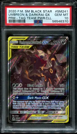 PSA 10 GEM MINT Umbreon Darkrai GX BLACK STAR PROMO SM241 TAG TEAM Pokemon Card - Image 1