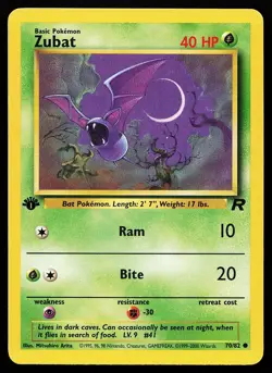 Zubat 70/82 1st Edition Common Team Rocket Pokemon Card - Image 1