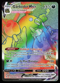 Garbodor VMAX 216/203 Rainbow Rare Evolving Skies Pokemon Card - Image 1