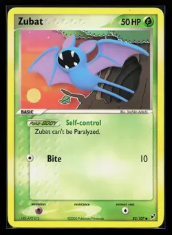 Zubat 83/107 Common EX Deoxys Pokemon Card - Image 1