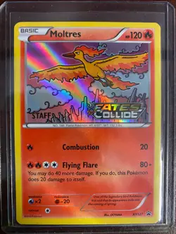 Pokemon Moltres XY127 Fates Collide "STAFF" Prerelease Promo Holo Rare Card - Image 1