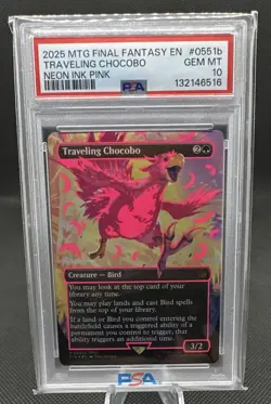 (Pop 254!!) MTG Final Fantasy Traveling Chocobo #0551b Neon Ink Pink Foil PSA 10 - Image 1