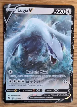 Lugia V 138/195 Holo V Rare Silver Tempest Pokemon NM - Image 1