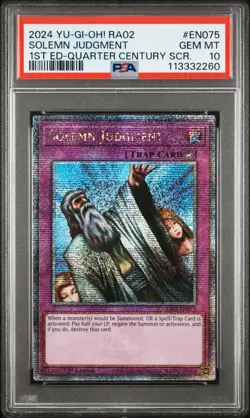 2024 Yu-Gi-Oh RA02 EN075 Solemn Judgement Quarter Century QCR 1st Edition PSA 10 - Image 1