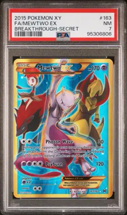 2015 Pokemon Mewtwo EX Full Art Breakthrough Secret Rare #163 PSA 7!!!! - Image 1