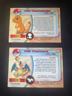 Charizard #06 Charmander #04 1st Print Pokemon Topps Series 1 1999 2000 - Image 2