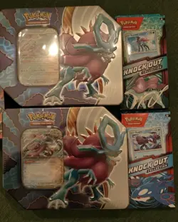Pokemon Sealed Lot - 2x Paradox Clash Tins + 2x Knockout Collection Box Set! - Image 1