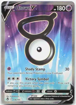 Unown V 176/195 Ultra Rare Silver Tempest Pokemon Near Mint - Image 1