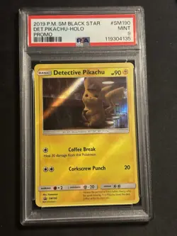 Pokemon TCG Detective Pikachu SM190 Promo Holo Card Psa 9 - Image 1