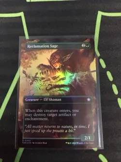 MTG Magic The Gathering Reclamation Sage Foil Borderless FDN Elf Commander - Image 1