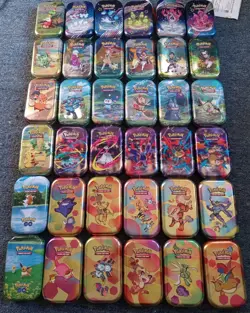 Pokemon TCG Empty Mini Tin Collection Of 30 Crown Zenith 151 Paldean Fates - Image 1
