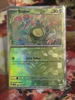 Pokemon TCG Budew ( Master Ball ) Holo Card 004/131 Prismatic Evolutions NM - Image 1