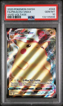 2020 Pokemon Vivid Voltage Pikachu VMAX Full Art 044/185 44/185 PSA 10 - Image 1
