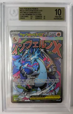 2025 POKEMON MEGA EVOLUTION BLACK STAR #023 MEGA CHARIZARD X EX BGS 10 PRISTINE - Image 1