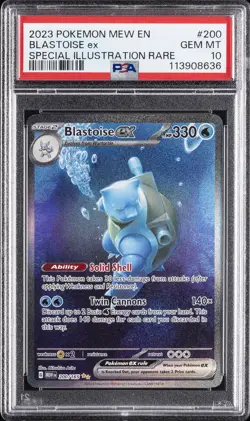 2023 POKEMON MEW EN-151 SPECIAL ILLUSTRATION RARE #200 BLASTOISE EX PSA 10 - Image 1