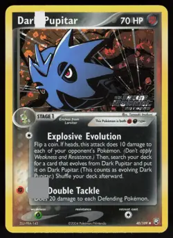 Pokemon Dark Pupitar 40/109 Team Rocket Returns Uncommon Reverse Holo Near Mint - Image 1