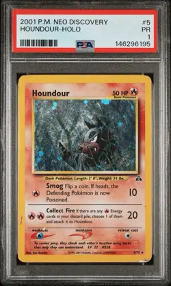 PSA 1 Houndour Neo Discovery Holofoil #5 2001 Pokemon WoTC PR - Image 1
