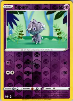 Espurr Silver Tempest 081/195 Common Reverse Holo Pokemon Near Mint - Image 1