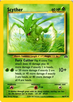 Pokemon TCG Scyther 46/75 Uncommon Neo Discovery Unlimited LP - Image 1