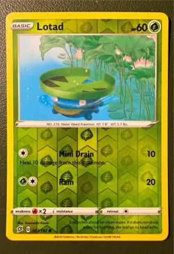 Pokemon TCG Lotad 7/192 Rebel Clash SWSH2 Reverse Holo NM - Image 1
