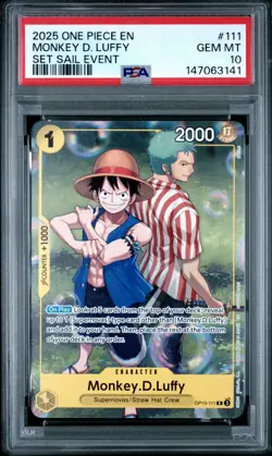 2025 ONE PIECE SET LEARN TOGETHER SAIL EVENT PROMO #111 MONKEY D LUFFY PSA 10 - Image 1