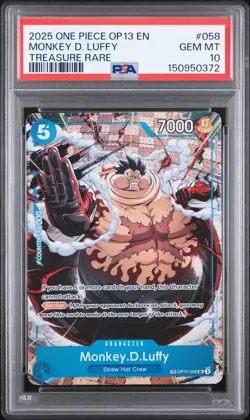 2025 ONE PIECE OP13 058 CARRYING ON HIS WILL MONKEY D LUFFY TREASURE RARE PSA 10 - Image 1