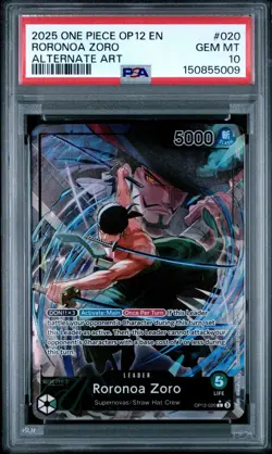 2025 ONE PIECE OP12-020 LEGACY OF THE MASTER RORONOA ZORO ALT ART LEADER PSA 10 - Image 1