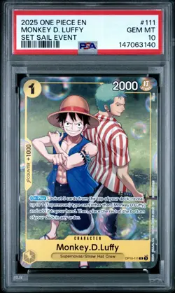 2025 ONE PIECE SET LEARN TOGETHER SAIL EVENT PROMO #111 MONKEY D LUFFY PSA 10 - Image 1