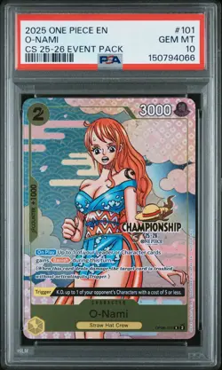 2025 ONE PIECE OP06 #101 CHAMPIONSHIP CS 25-26 EVENT PACK O-NAMI PROMO PSA 10 - Image 1