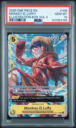2025 ONE PIECE ILLUSTRATION BOX VOL 3 PROMO #109 MONKEY D LUFFY PSA 10 GEM MINT - Image 1
