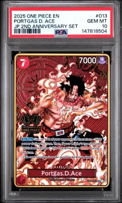 2025 ONE PIECE OP02-013 JAPANESE 2ND ANNIVERSARY SET PORTGAS D. ACE ENG PSA 10 - Image 1