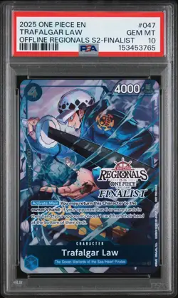 2025 ONE PIECE OFFLINE REGIONALS FINALIST OP07-047 TRAFALGAR LAW PROMO PSA 10 - Image 1