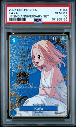 2025 ONE PIECE JAPANESE 2ND ANNIVERSARY SET #044 KAYA PSA 10 ENGLISH GEM MINT - Image 1