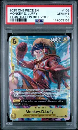 2025 ONE PIECE ILLUSTRATION BOX VOL 3 PROMO #109 MONKEY D LUFFY PSA 10 GEM MINT - Image 1