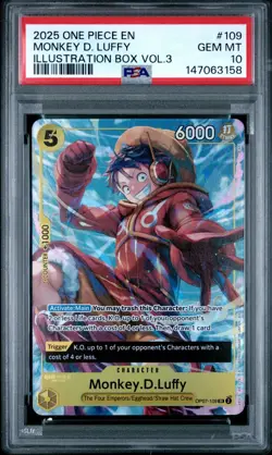 2025 ONE PIECE ILLUSTRATION BOX VOL 3 PROMO #109 MONKEY D LUFFY PSA 10 GEM MINT - Image 1