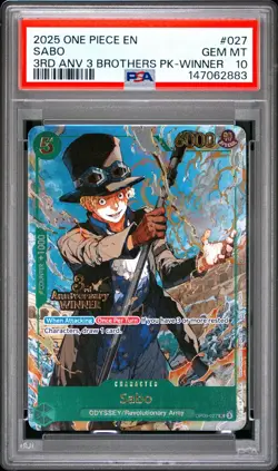 2025 ONE PIECE 3RD ANNIVERSARY TOURNAMENT 3 BROTHERS PROMO #021 SABO PSA 10 - Image 1