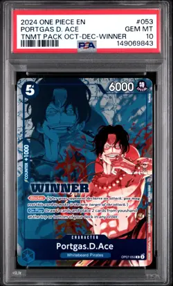 2024 ONE PIECE OP07-053 WINNER PACK 2024 OCT-DEC PROMO PORTGAS D ACE PSA 10 - Image 1