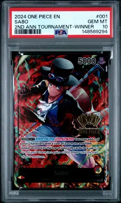 2024 ONE PIECE PROMOS 2ND ANNIVERSARY TOURNAMENT-WINNER #001 SABO PSA 10 - Image 1