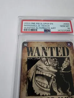 One Piece OP09-093 Emperors in the New World Sp Marshall.D.Teach Wanted PSA 10 - Image 2