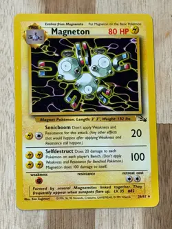 Original 1999 Pokemon TCG Fossil Card Magneton 26/62 Non-Holo Rare Nm/Mint - Image 1