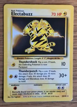 Pokemon TCG Electabuzz Base Set Non-Holo Rare Card 20/102 NM - Image 1