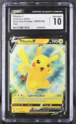 Pikachu V SWSH198 SWSH: Sword & Shield Promo Cards Holo CGC 10 - Image 1