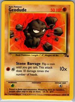 Geodude 47/62 Non Holo Fossil - Pokemon Card - NM - Image 1