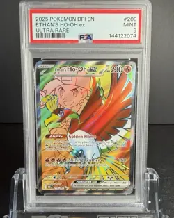 2025 POKEMON DRI EN #209/182 ETHAN'S HO-OH EX ULTRA RARE PSA 9 MINT - Image 1
